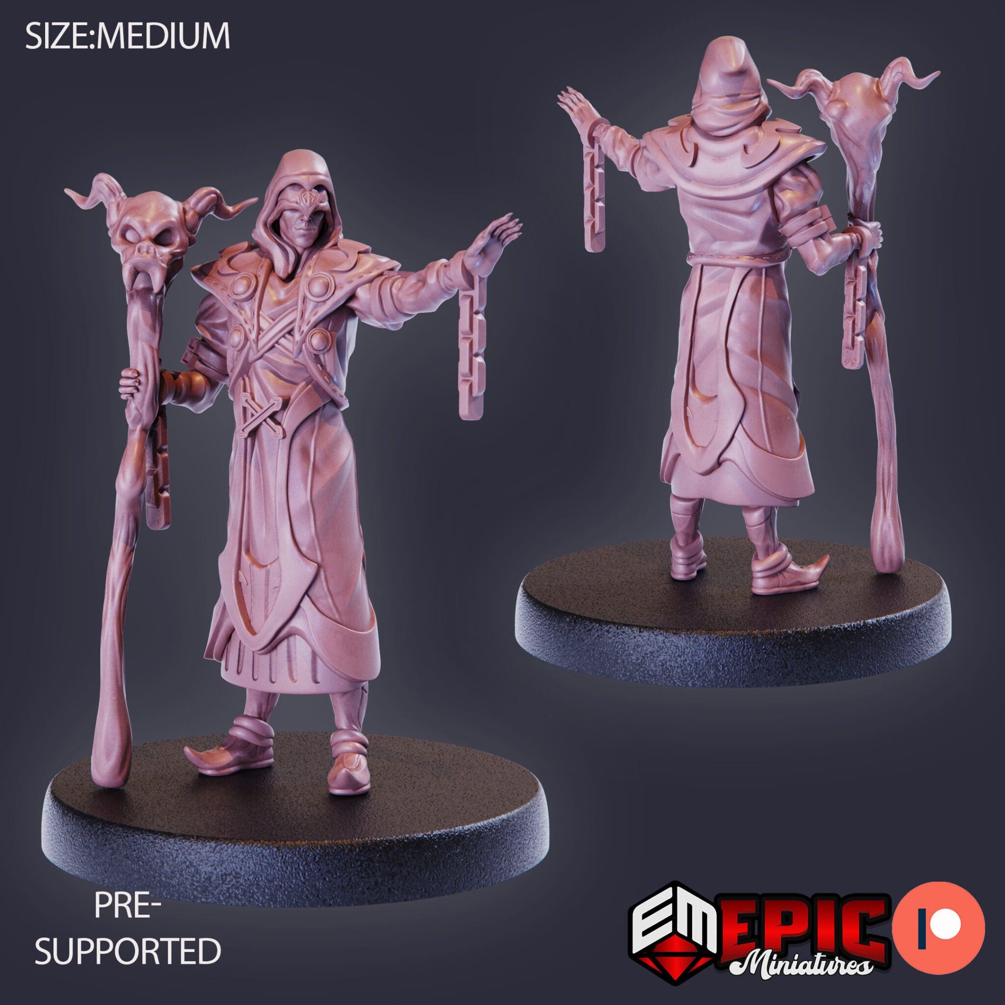 Cultista com Cajado Hour of Demons Epic Miniatures Arsenal Craft RPG